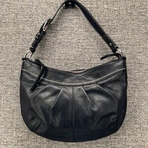 Coach Shoulder Bag Medium Black Black Leather Pleated Soho Hobo‎ Y2K 2009
